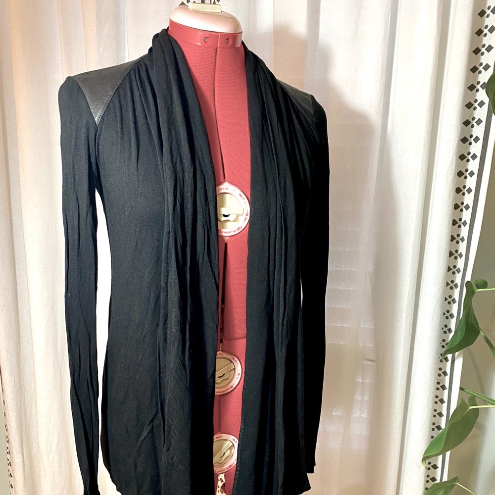 Anthropologie/Bailey 44 Cotton and Leather Cardigan